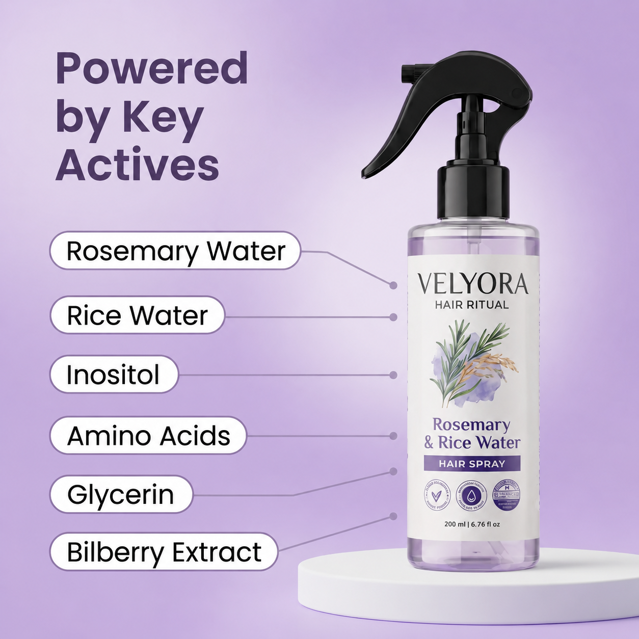 Velyora™ Rosemary + Rice Water Spray