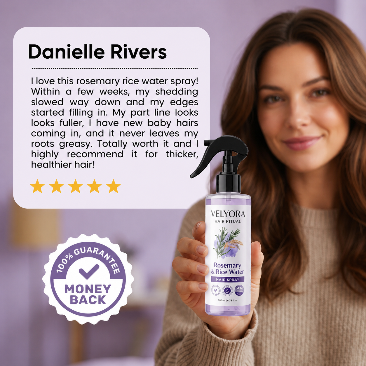 Velyora™ Rosemary + Rice Water Spray